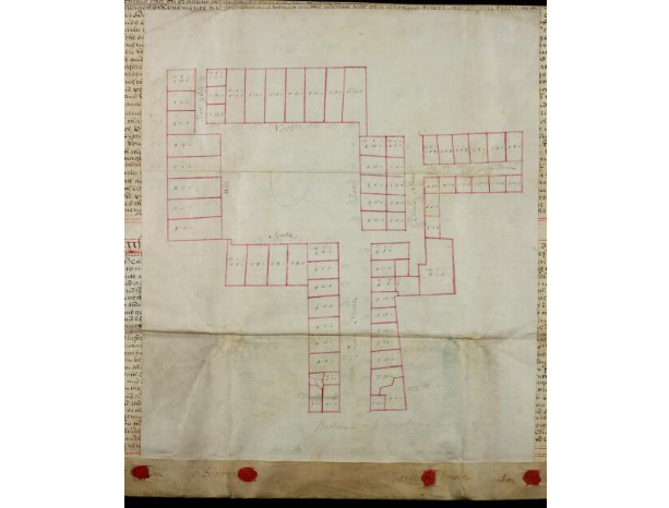 1712 Houses on Bridgewater Square from Sir Christopher Wren's sale parchment